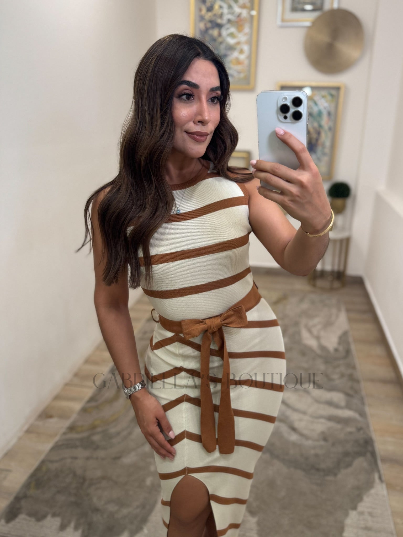 VESTIDO BEIGE/CAFE