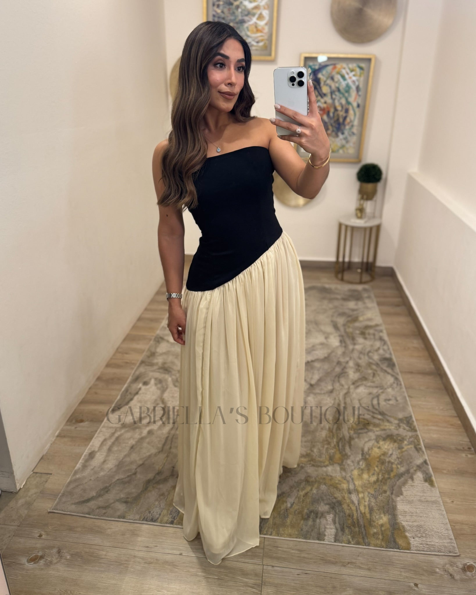 VESTIDO NEGRO/BLANCO