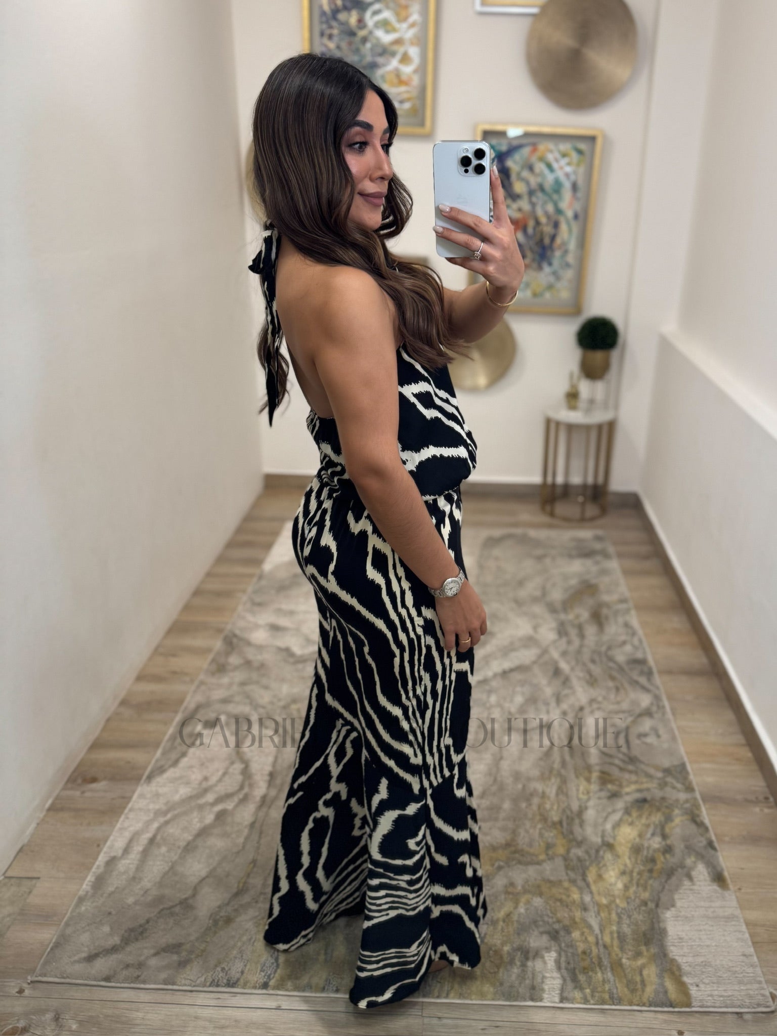 VESTIDO BLANCO NEGRO