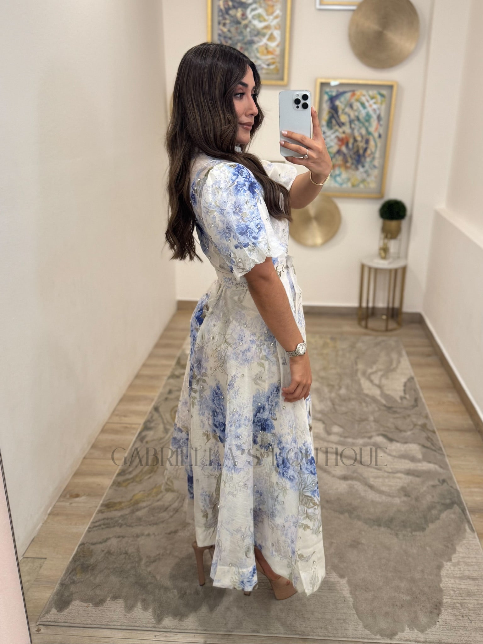 VESTIDO BLANCO/AZUL