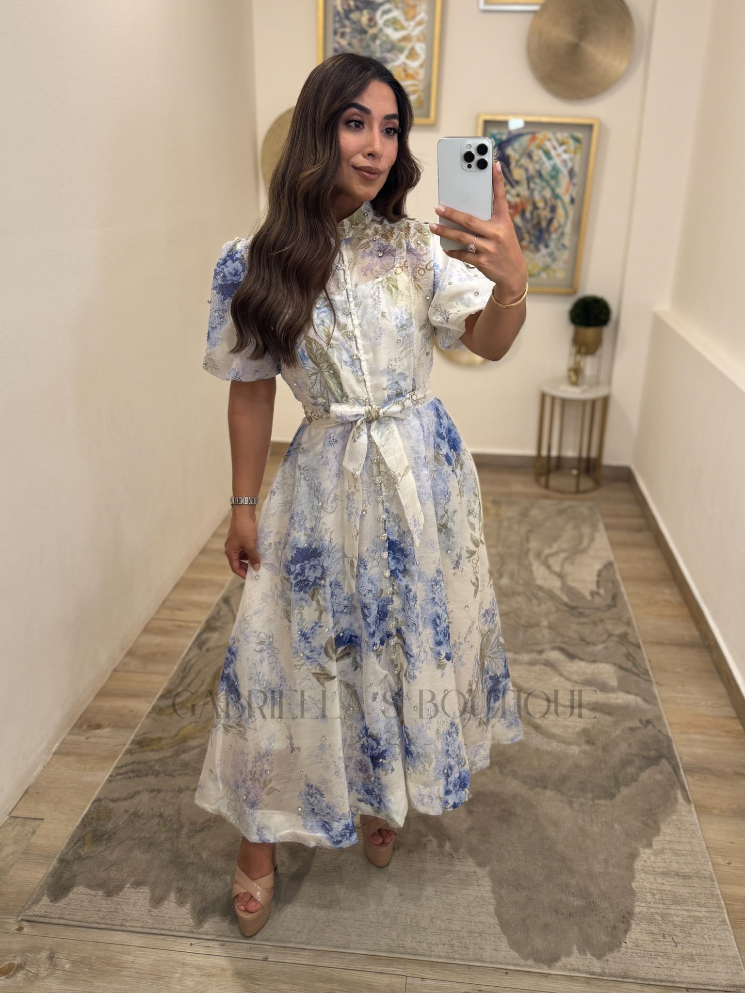 VESTIDO BLANCO/AZUL